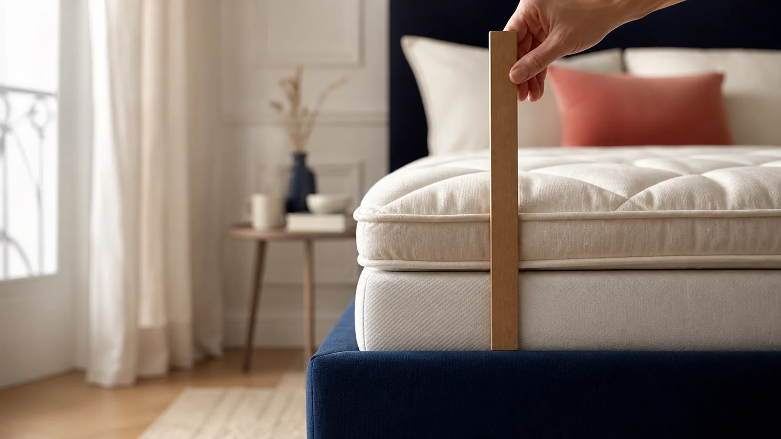 Tranche d’un surmatelas montrant le volume de mousse